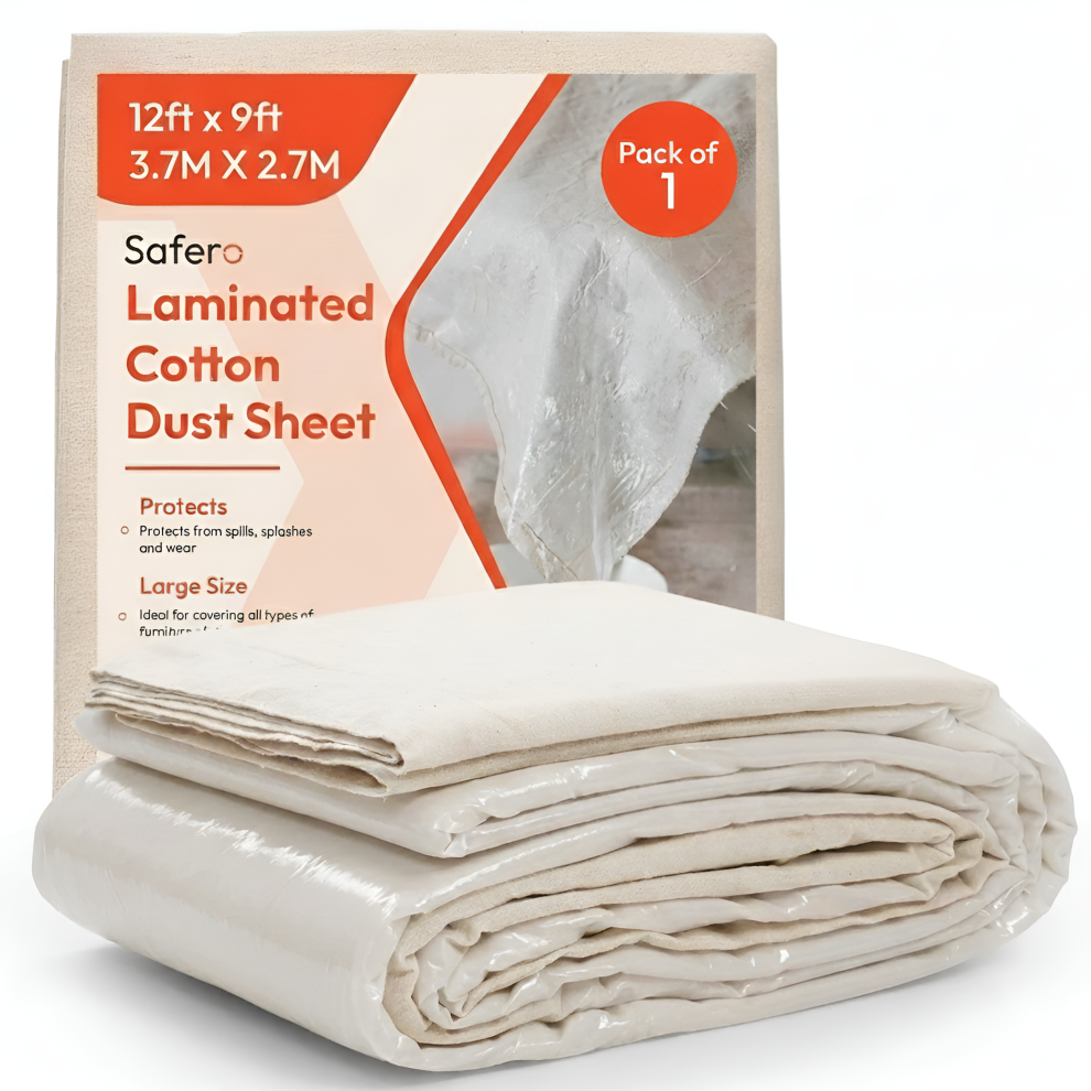 Heavy Duty Laminated Cotton Dust Sheet 12Ft X 9Ft 5036101000705