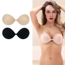(C, Black) Non-slip Bra Gathering Chest Stickers Silicone Invisible Chest Stickers