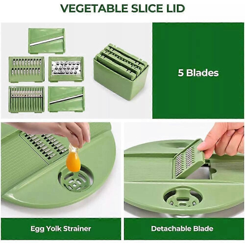 (white) 5 In 1 Vegetable Spin Chopper, Salad Spinner with Slicer, Lettuce Spinner Dryer 2