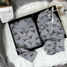 (gray, XXL) New Womens Ribbed Ice Silk Pajamas Set Long Sleeve Loose Pants Sleepwear Homewear Comfortable Breathable