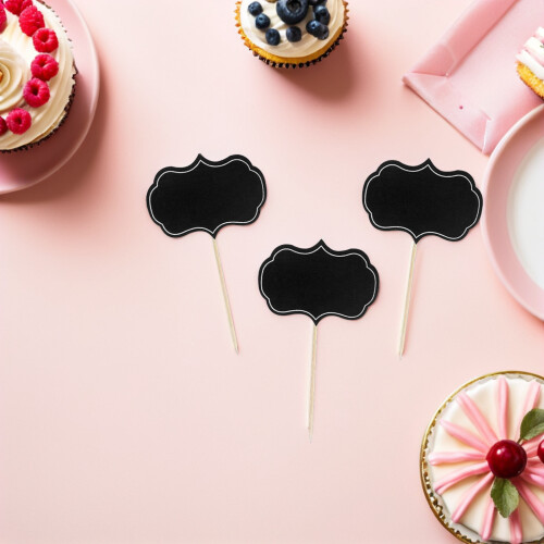 32Pcs Blank Black Chalkboard Cocktail Picks with Writable Food Tags 2