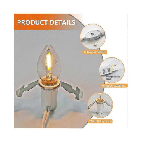 5 Base C7 String Bulbs Christmas Village Light Accessory Cord with 5 Led Light Bulb 2
