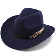 Bredbrem cowboyhatt marineblå – justerbar hakereim,