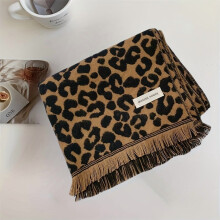 Strikkesjal med leopardmønster til dame, 100 % akryl