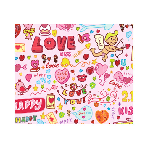 Rosa Geschenkpapierrolle mit Herzmotiven – 2 Stück