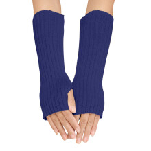 Women's Wool Half-Finger Gloves Navy One Size