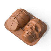 (Coffee) Large Skull Cake Mold Food Baking Halloween Skull Frame Model DIY Cake Silicone Mold