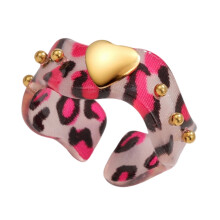 Stilvoller geometrischer Ring aus Kunstharz, bequemer,-Rosenrot
