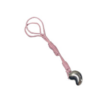 Handgemaakte lederen sleutelhanger Cashew-geïnspireerde-Roze