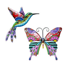 Decoración de pared de metal para exteriores con diseño de pájaro y mariposa, escultura colgante de pájaro para pared, decoración de pared.