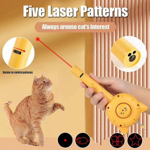 (With telescopic rod, white) Interactive Cat Toys,3 Function Cat Toy(comb,laser,Retractable Cat-Teasing Wand) 1