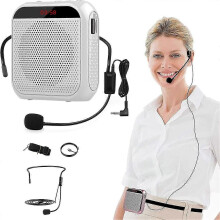 Voice Amplifier with Wired Microphone Headset, Portable Rechargeable PA System Speaker Personal Microphone Speech Amplifier, Loudspeaker