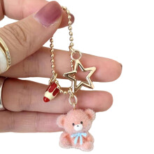 Joli petit pendentif ours floqué à la mode, breloque Portable