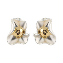 Boucles d'oreilles élégantes à finition métallique,-Blanc