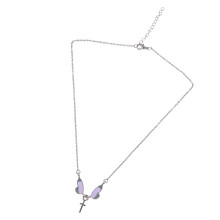 Elegant Butterfly Crosses Pendant Necklace Alloy Neckchain
