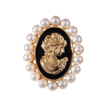 Klassieke Parels Cameo Pin Broche Legering Ontwerp-Zwarte S