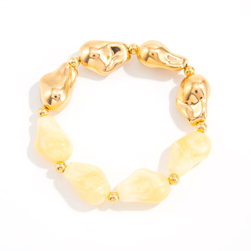 Bracelet élastique en résine élégant avec des designs-Jaune