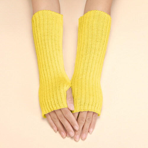 Women's wool half-finger gloves yellow one size 1