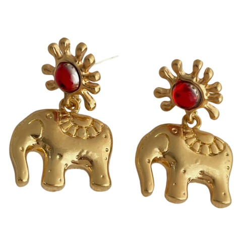 Allergy Resistant Elephant Stud Earrings Lightweight Alloy-Gold