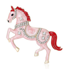 Delicate Cartoon Horse Brooch with Rhinestones-Pink