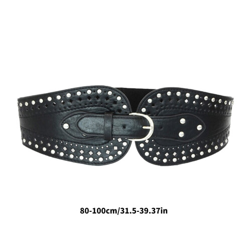 Brede riem van PU-leer met studs voor dames 2