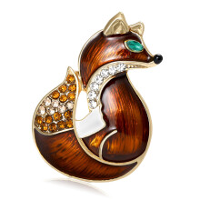 Glittering Foxes Shaped Brooch Party Wear-Coffee color