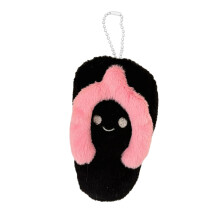 Porte-clés de poupée pantoufle grinçante, en peluche douce,-Noir