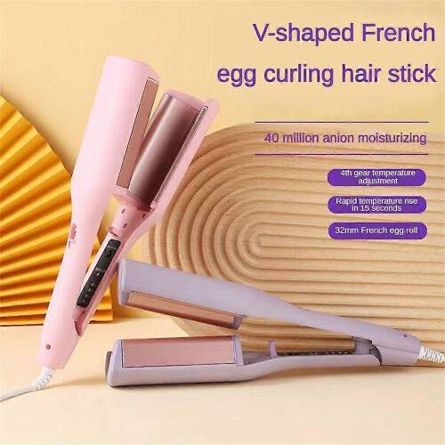 (purple) Safe Curling Iron Long-lasting Curls Hair Styling Tools Practical Big Wave 1