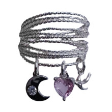 Adjustable Moon Heart Layering Alloy Ring For Women Elegant