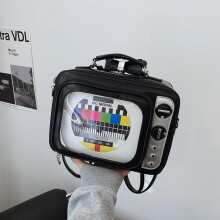 (Red) 2025 Spring New Fashion Cartoon Color-Block Mini TV PU Women's Square Bag, Stylish Shoulder Crossbody Purse, Cute Mini Bag