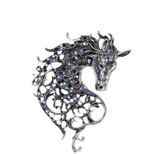 Unieke Vintage Paardenhoofd Broche Elegante Mode Borst Pin-Blauw
