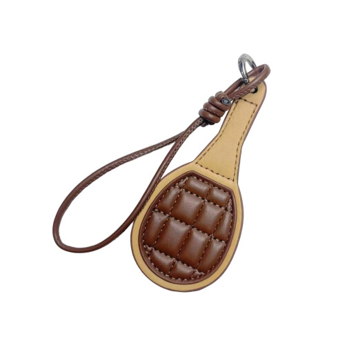 Keychain Pendant With Braided Rope PU Leather-Coffee