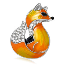 Glinsterende vossenvormige broche Feestkleding- oranjeI