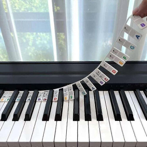 (multicolor) Removable Piano Keyboard Note Labels Reusable Silicone Piano Stickers 88 Keys