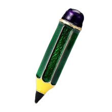 Emaille-Bleistift-Brosche im Vintage-Stil, Legierung,-Grün