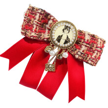 Handgemaakte retro broche strikje lint legering-Rode speld