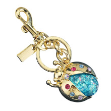 Metall-Marienkäfer-Schlüsselanhänger mit- Goldfarbener Diamant