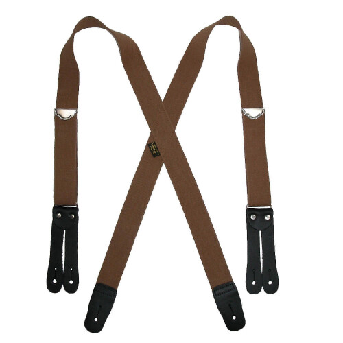 (one size, Black) Welch Elastic Button End Double Face Suspenders (Men)