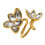 Elegant Floral Open Ring Adjustable Two Tone Design 18K Gold 1
