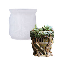 Flexible Treehouse Shaped Silicone Mold For Concrete Planters