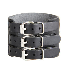 Punk Styles Adjustable Leather Cuff Bracelet For Men-Black