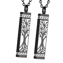 Set of 2 Ashes Holder Necklace Tree Pendant Locking-Black