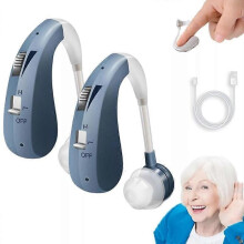 (Silver EU 1pc) Heasouls Hearing Aids, 2025 New Rechargeable Hearing Amplifier for Seniors