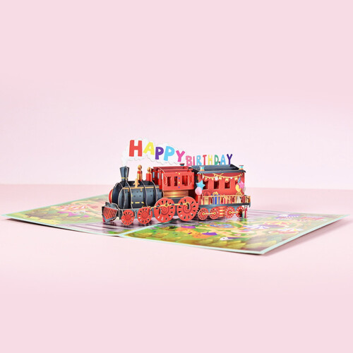 Cartão de aniversário 3D pop-up com envelope. 2