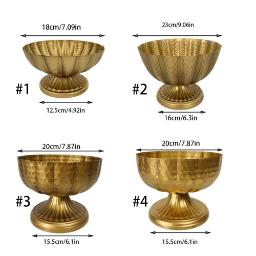 Conjunto de vasos vintage de ferro dourado – Centro de mesa com 2 peças 2