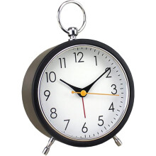 Analog Alarm Clock with Night Light, Metal Retro Desk Clock Baery Powered Clock compatible Kids, Bedroom, Bedside Table, Living Room Decor Black Blac