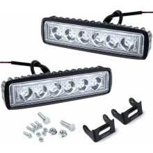 Lot de 2 projecteurs de travail LED, phare longue portée 12 V, compatible moto, voiture, camion, tracteur, SUV, bateau (18 W) - Cadeau surprise