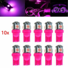 T10 w5w pink LED lamps with 5 pcs 5050SMD chip, 12V DC, 10-pack._Surprise Gift