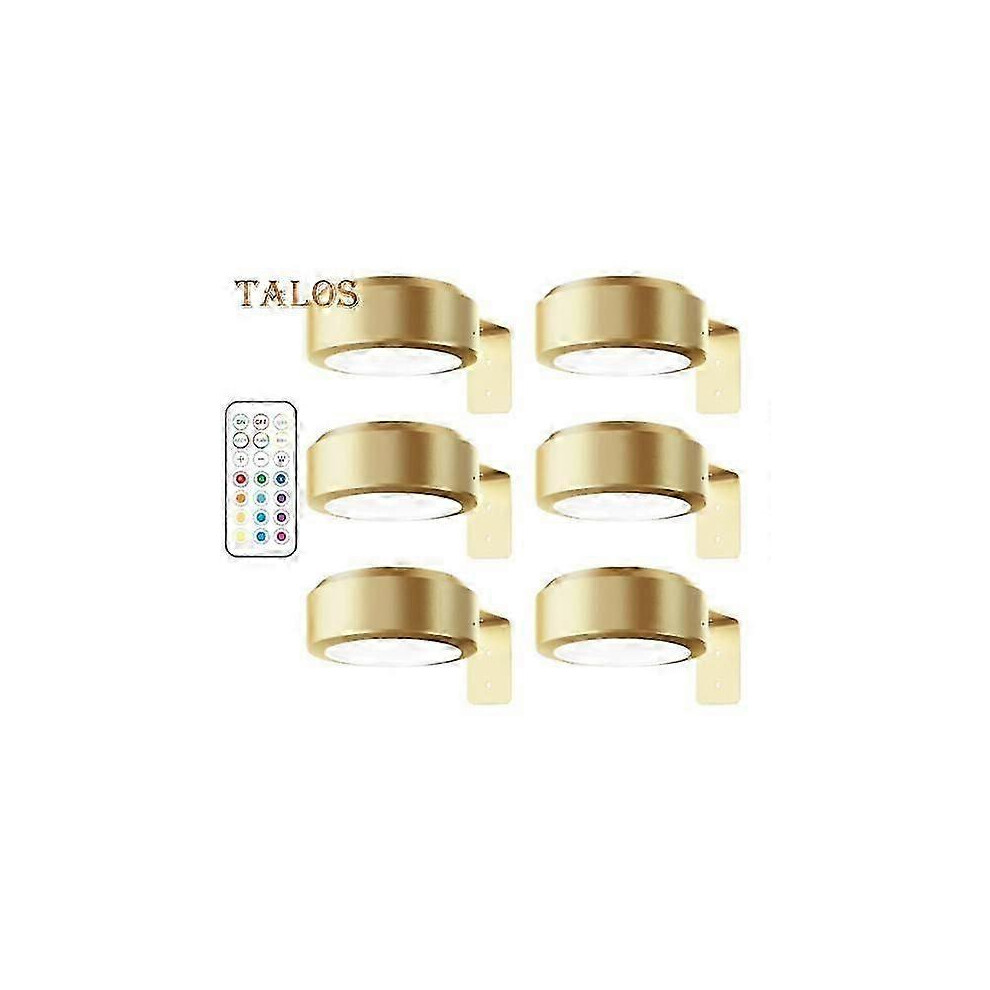 Picture With Remote Control 100 Lumen High Brightness Stepless Dimming 3 Ing Modes Battery Powered No Drilling Wall Art Lamp Golden_6pcs/G Light 6902344792686