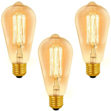 E27 Vintage ST64 Dimmable 40W Warm White 2200K, 400lm, AC 220V, Retro Light Bulb, compatible Decorative Lighting, 3pcs_Surprise Gift